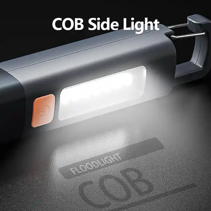 Mini Portable LED Flashlight USB Rechargeable With Hook Zoomable Torch
